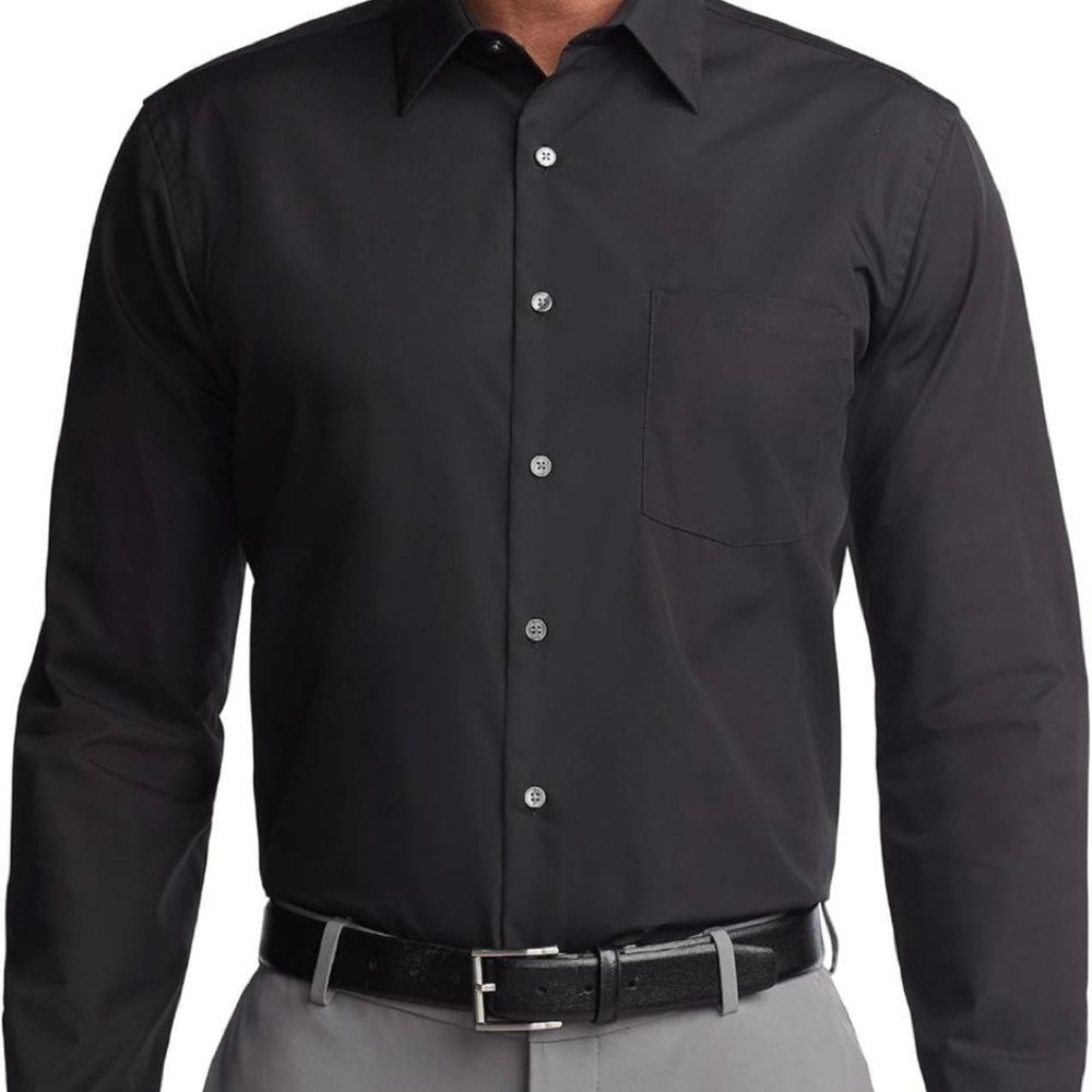 Van Heusen Mens Regular Fit Long Sleeve Dress Shirt Black 18 32/33 2XL